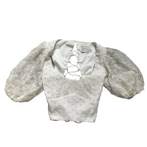 Hello Molly White Puff Sleeve Cropped Blouse 2